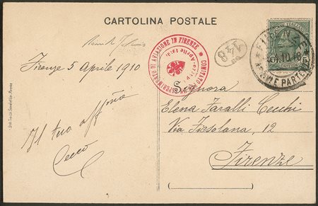 Regno - Vittorio Emanuele III - 1910 - Firenze Spettacoli di Aviazione - Cartolina ufficiale (Longhi 233)