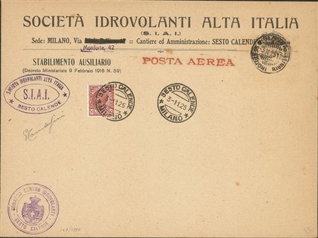 Regno - Vittorio Emanuele III - 1925 (3 novembre) - Sesto Calende Genova - busta S.I.A.I.