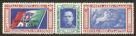 Regno - Vittorio Emanuele III - 1933 - Trittico - I-BORG (51Da) con varietà ciuffo