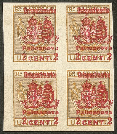 Occupazioni I guerra mondiale - Quartina del 2 su 1 cent Palmanova (38b)