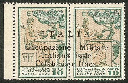 Occupazioni II guerra mondiale - 1941 Esemplari in coppia Beneficenza l.10+10 verde e giallo (32 cat.760)