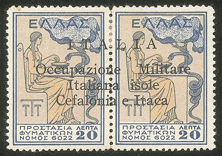 Occupazioni II guerra mondiale - 1941 Esemplari in coppia Beneficenza l.20+20 azzurro e giallo (33 cat.900)