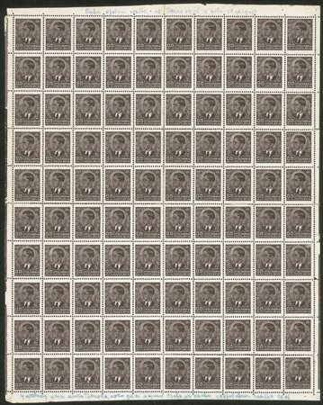 Occupazioni II guerra mondiale - 1941 - 25 para (1) - intero foglio di 100 con soprastampa in grigio (tiratura di prova)