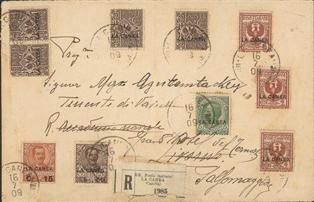 Uffici postali all'Estero - Prima Tiratura - quattro 1 cent (3a) + tre 2 cent (4a) + 5 cent (5) + 15 cent su 20 (7) + 40 cent (9)