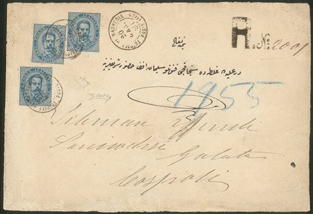 Uffici postali all'Estero - Busta raccomandata da Tripoli di Barberia del 20.1.91 per Costantinopoli