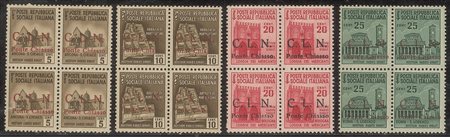 Emissioni CLN - 1945 - Monumenti Distrutti - serie completa in quartine - 10 valori (1/10)