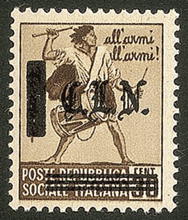 Emissioni CLN - 1945 - 30 cent (Errani 8a) con doppia soprastampa