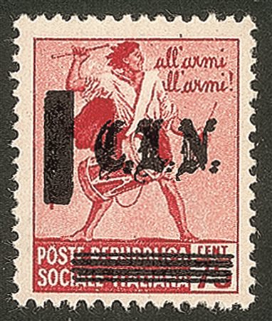 Emissioni CLN - 1945 - 75 cent (Errani 10 varietà a) con doppia soprastampa