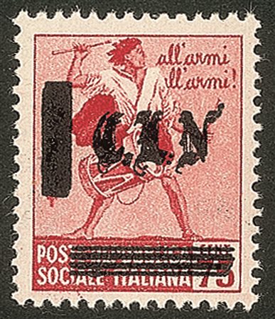 Emissioni CLN - 1945 - 75 cent (Errani 10a varietà e) con doppia soprastampa + punto alto dopo N