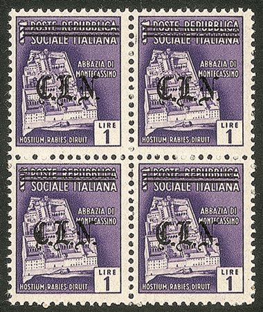 Emissioni CLN - 1945 - 1 lira soprastampato in nero (Errani 11A)