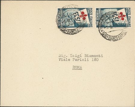 Repubblica - Ginnici - due buste dall'Agenzia P.T. del Banco di Napoli per Roma del 5.6.51