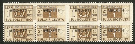 Trieste AMG FTT - 1949/1953  Quartina del 1 lira Pacchi Postali (13q)