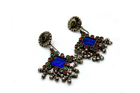 COPPIA PENDENTI IN ARGENTONE E SMALTI lunghezza cm 7