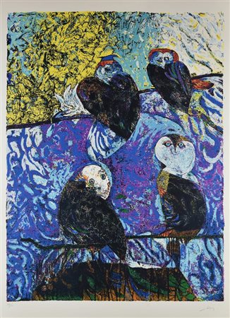 Gianni Dova SENZA TITOLO serigrafia, cm 100x70; es. XII/C firma, tiratura e...