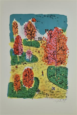 Franco Rognoni SENZA TITOLO litografia, cm 70,5x49,5; es. 54/100 firma e...