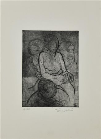 Tano Santoro SENZA TITOLO acquaforte, cm 24x17,5, su foglio cm 45,5x33; es....