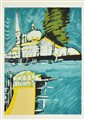 Remo Brindisi ISOLA S. GIORGIO MAGGIORE serigrafia su carta, cm 70x50; es....