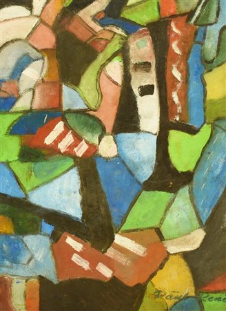 Paul Rene' SENZA TITOLO olio su tela applicata su cartone, cm 35x25 firma