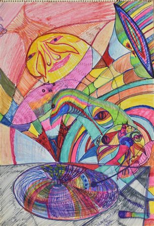 Dando ARCHETTI BARTOCKIANI tecnica mista su carta, cm 50,2x34,7 firma e titolo