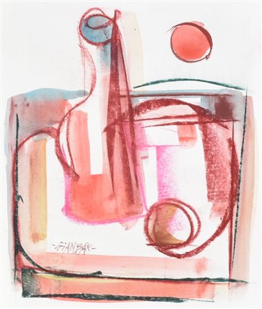 GIANBAR (Gianni Baretta) NATURA MORTA tecnica mista su cartone, cm 25x21 firma