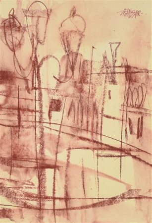 GIANBAR (Gianni Baretta) NOTTURNO A VENEZIA tecnica mista su carta applicata...