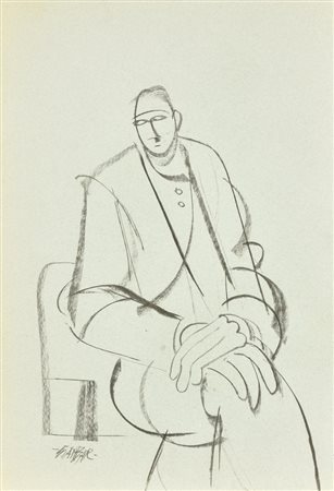 GIANBAR (Gianni Baretta) CESARE carboncino su cartoncino, cm 50x35 firma sul...