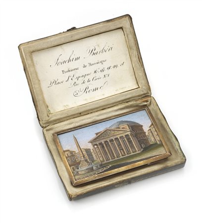 Gioacchino Barberi (1783-1857) Placca rettangolare in micromosaico raffigurante