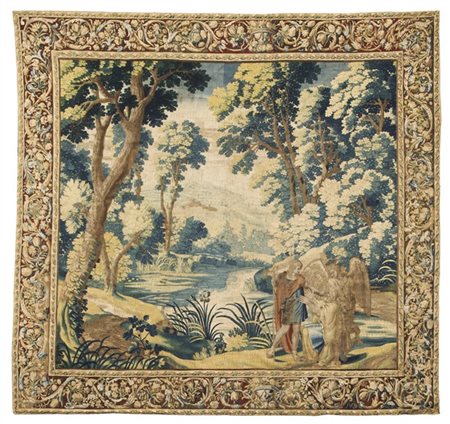 Arazzo Aubusson, Francia, secolo XVIII. Raffigurante Tobia che restituisce la v
