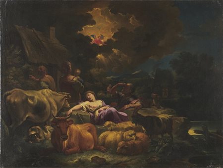 Pieter Mulier detto il "Cavalier Tempesta" ( Haarlem 1637 - Milano 1701 )  "Annuncio ai pastori"