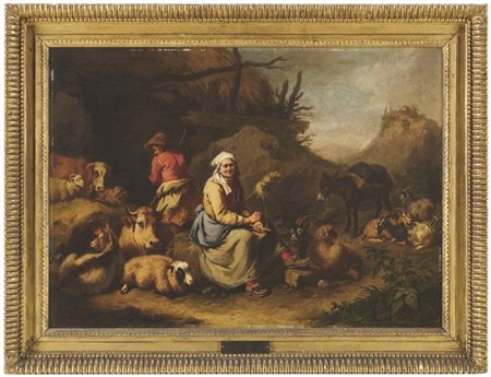 Francesco Londonio "Vecchia contadina che fila" e "Riposo dei pastori"
coppia di