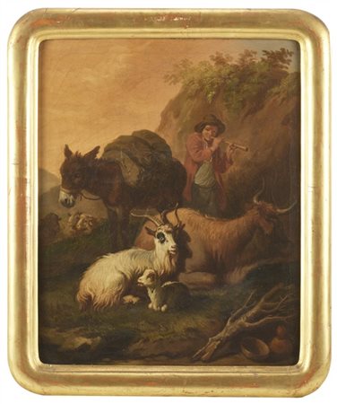 Francesco Londonio "Pastorelli con armenti e un asino"
coppia di dipinti ad olio