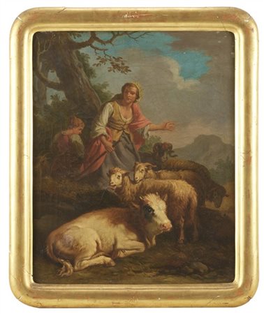 Francesco Londonio "Pastorelle e pastorelli con armenti"
coppia di dipinti ad ol