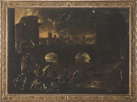 AGOSTINO TASSI "L'incendio di Troia e la fuga di Enea"
olio su tela (cm 93x132,5
