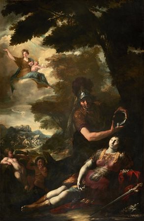 Maestro del secolo XVII

"Tancredi battezza Clorinda"
olio su tela (cm 278x181)