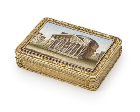 CHARLES COLIN & SONSnuff box rettangolare ad angoli arrotondati in oro a quatt