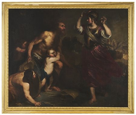 ORAZIO DE FERRARI "Erminia tra i pastori"
olio su tela (cm 149x168,5)
in cornice