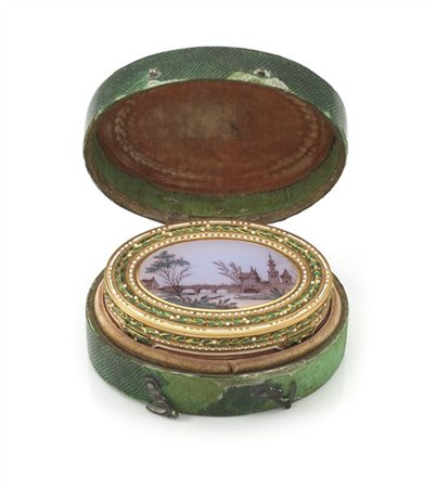 Melchior-René Bocher, Parigi, 1774. Snuff box ovale in oro giallo con fregi flo