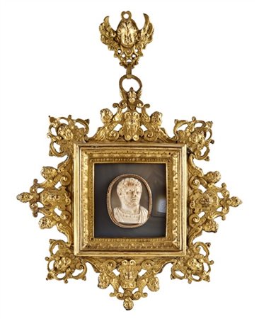 Cammeo ovale del secolo XVI in agata incisa raffigurante il busto di Caracalla