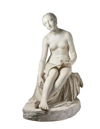 Aristodemo Costoli "La saggezza" 
scultura in marmo statuario su base lignea sfa