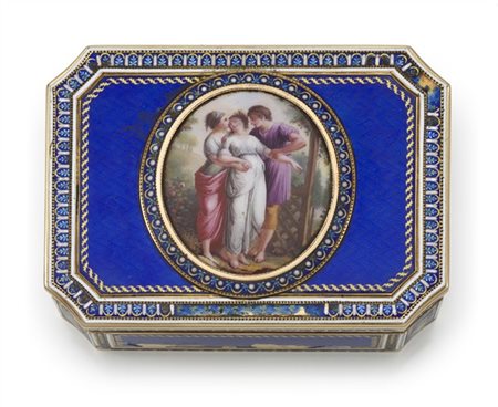 Scatola di forma ottagonale in oro giallo 