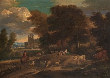 Pieter Mulier "Paesaggio con figure"
olio su tela (cm 43x60)
firmato in basso a