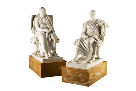 Manifattura di Giovanni Volpato (1735-1803) Menandro e Posidippo, coppia di fig