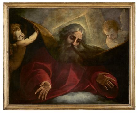 Melchiorre Gherardini (attr.)

"Dio Padre e due angeli"
olio su tela (cm 97,5x12