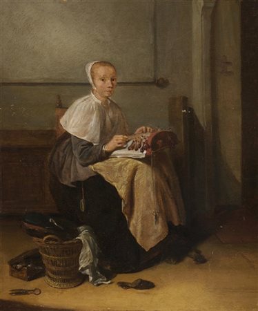 Scuola fiamminga della metà del secolo XVII

"Filatrice"
olio su tavola (cm 36,
