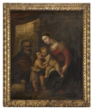 Maestro lombardo del secolo XVII

"Sacra Famiglia con san Giovannino"
olio su t