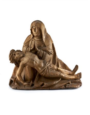 Arte tedesca, probabilmente Norimberga, secolo XVI. Pietà, gruppo in legno di t
