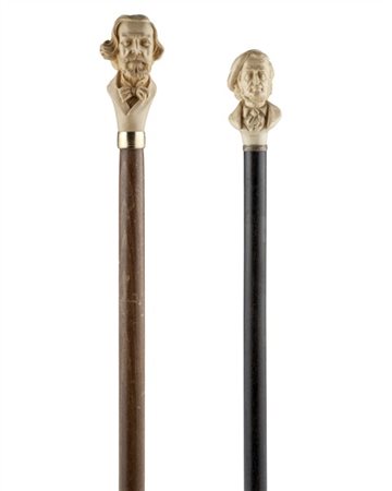 Arte del secolo XX. Lotto composto da due bastoni da passeggio per amatori dell