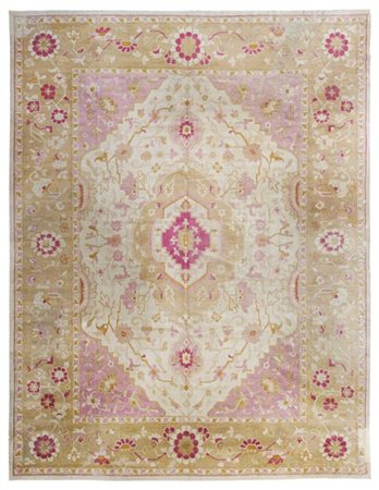 Tappeto Amritzar, India, fine secolo XIX. Decoro con grande medaglione poliloba