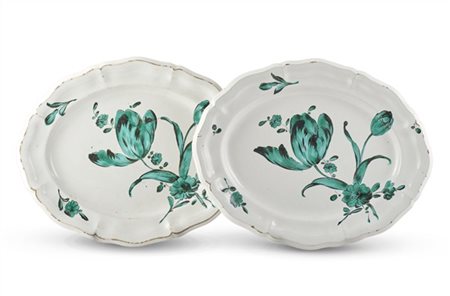 Manifattura Fiera di Rossi-Ruberti, Treviso, secolo XVIII. Due vassoi ovali in