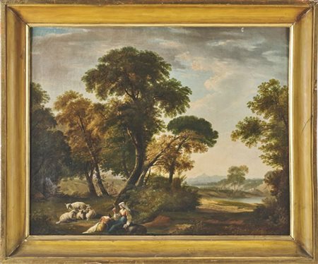 Scuola lombarda della fine del secolo XVIII

"Paesaggio con pastorelle"
olio su